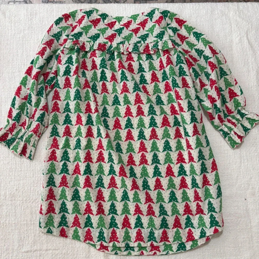 Crewcuts Kids Christmas Tree Nightgown Red Green Polka Dot Sleepwear Size 6